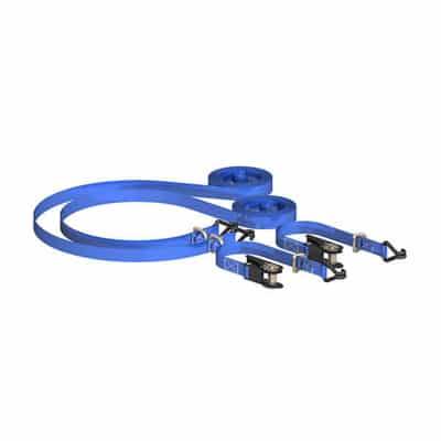 2X RATCHET TIE HOOK AND D RING |4.5M X 25MM STRAP BLUE (PK2)