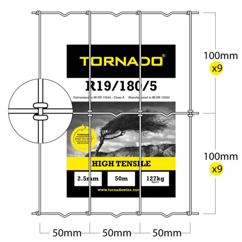 Tornado Torus Dog Field Fencing (R19/180/5) - 50m