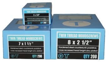 twin thread pozi drive screws in a boxes